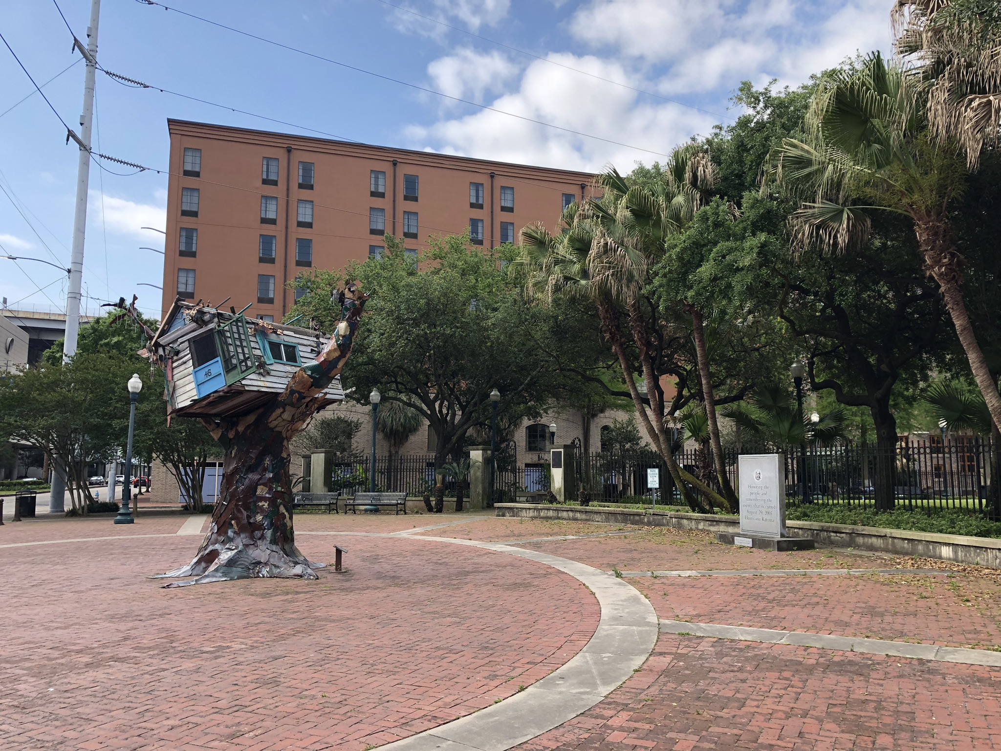 Artwork in one of the parks commemorating Hurricane Katrina