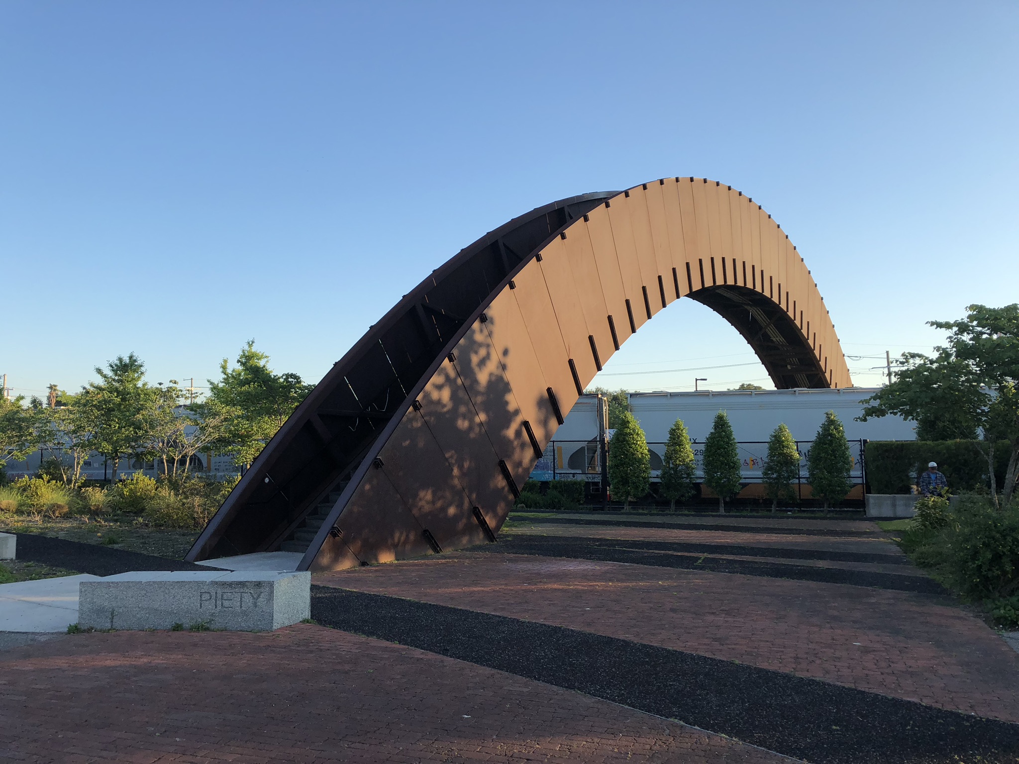 Bridge over the tracks to get to the Crescent Park and Trail. I had no idea the park was there until I saw someone else go up the bridge.
