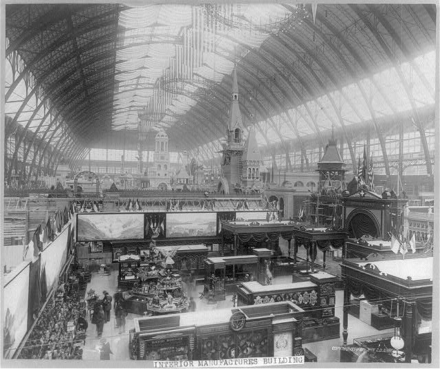 Interior of the Manufactures and Arts Building (Image from the Library of Congress)