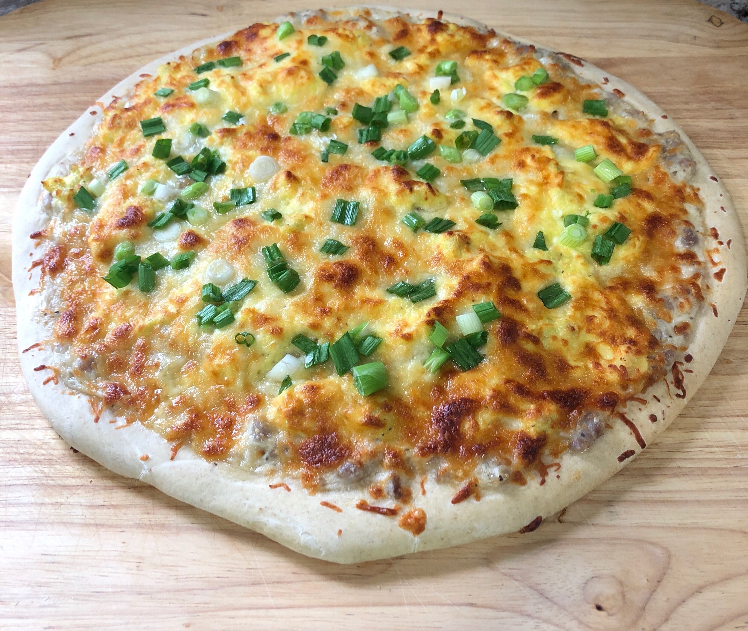 Today’s breakfast pizza using dough made from the homemade yeast