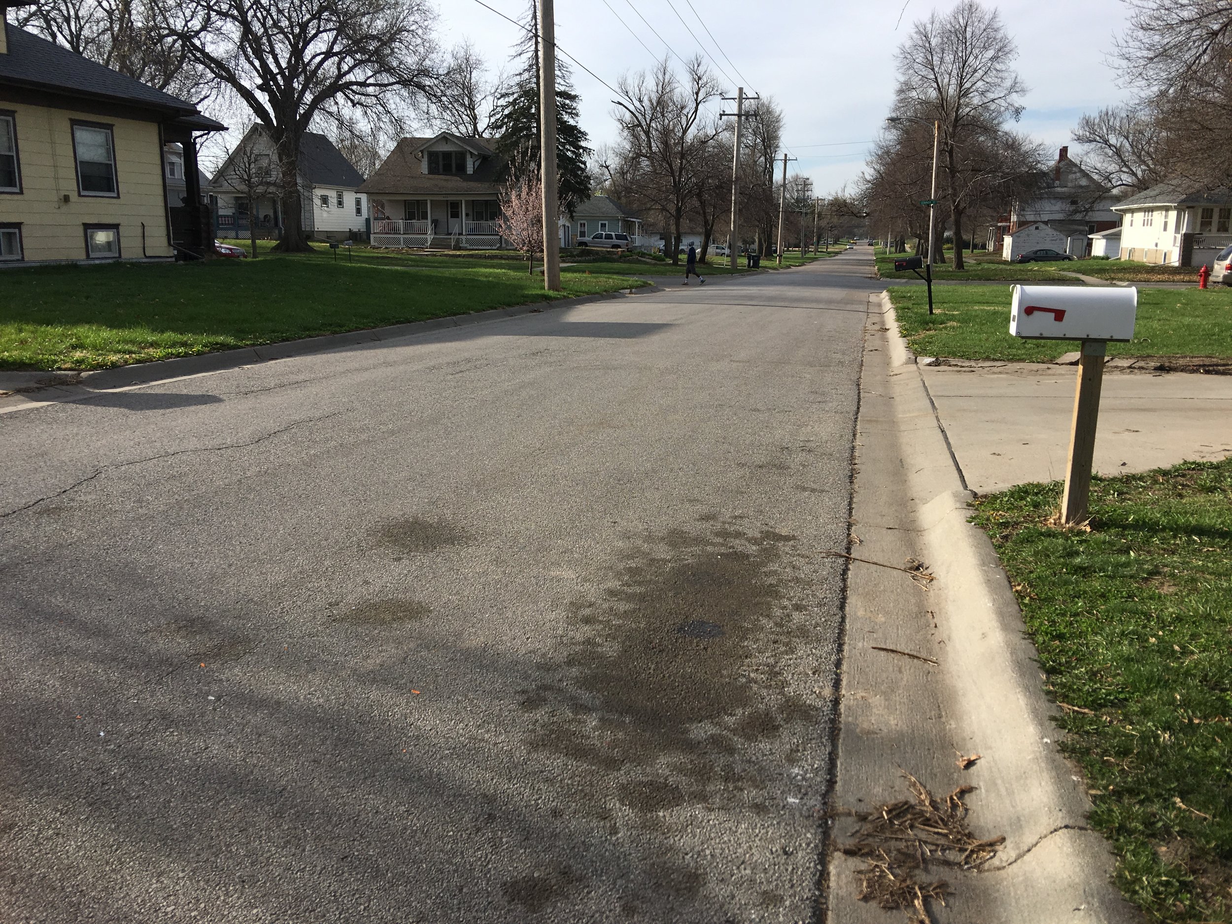 My old street (8th Street) with the white bungalow in the background