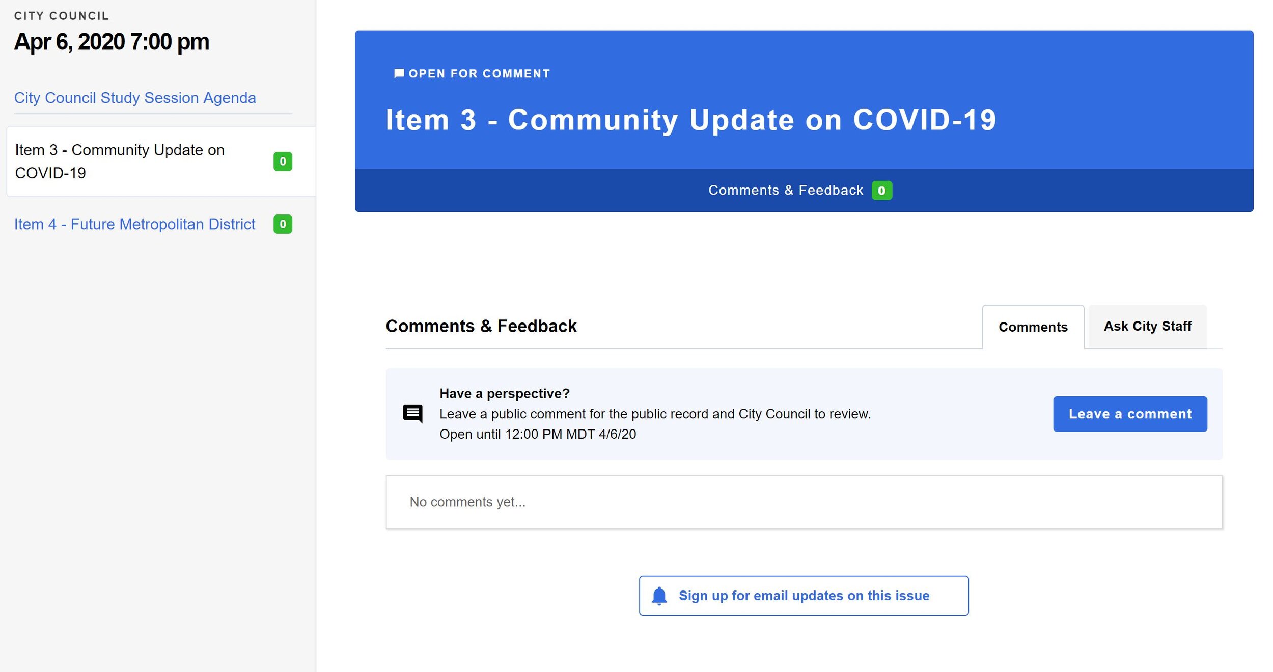 Lakewood, Colorado’s online engagement platform www.lakewoodspeaks.org