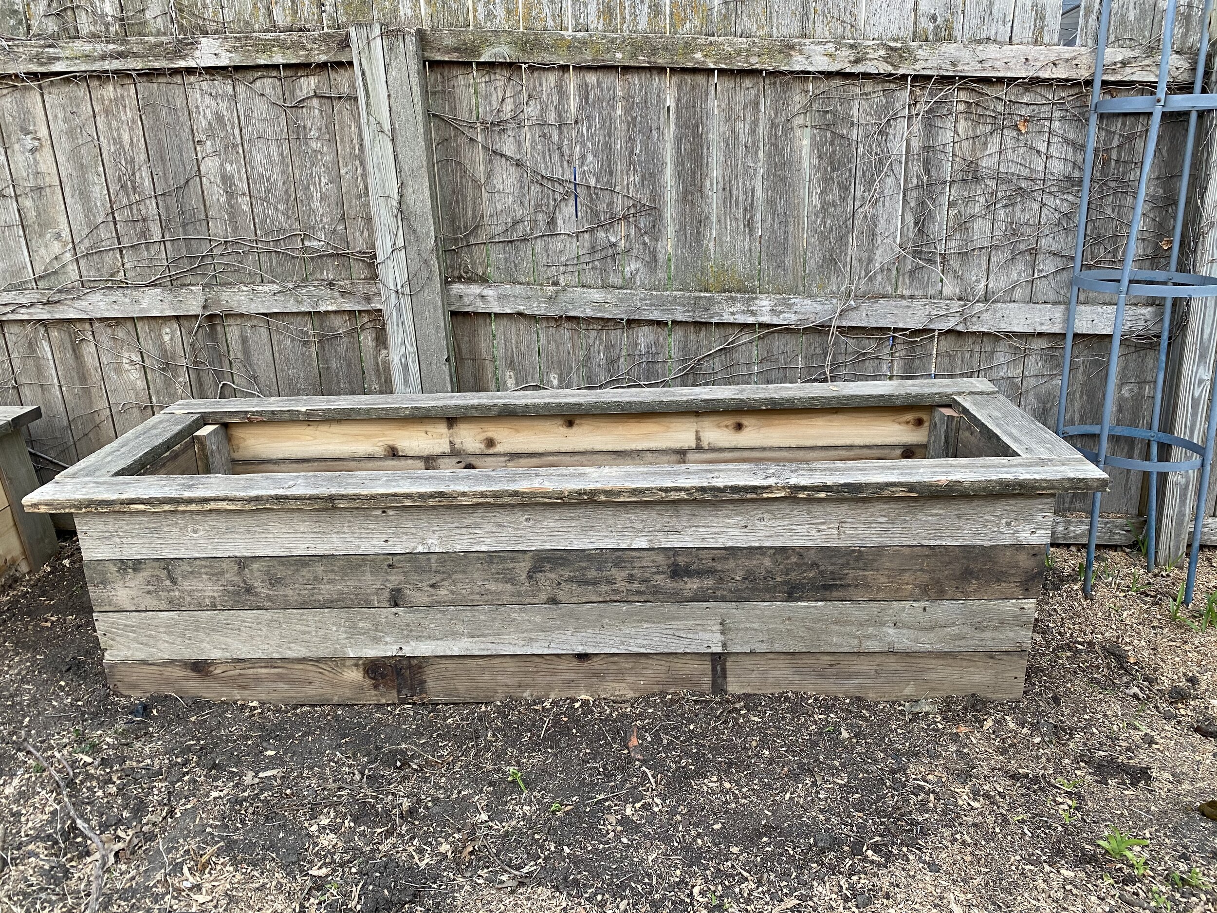 New garden box using only salvaged wood