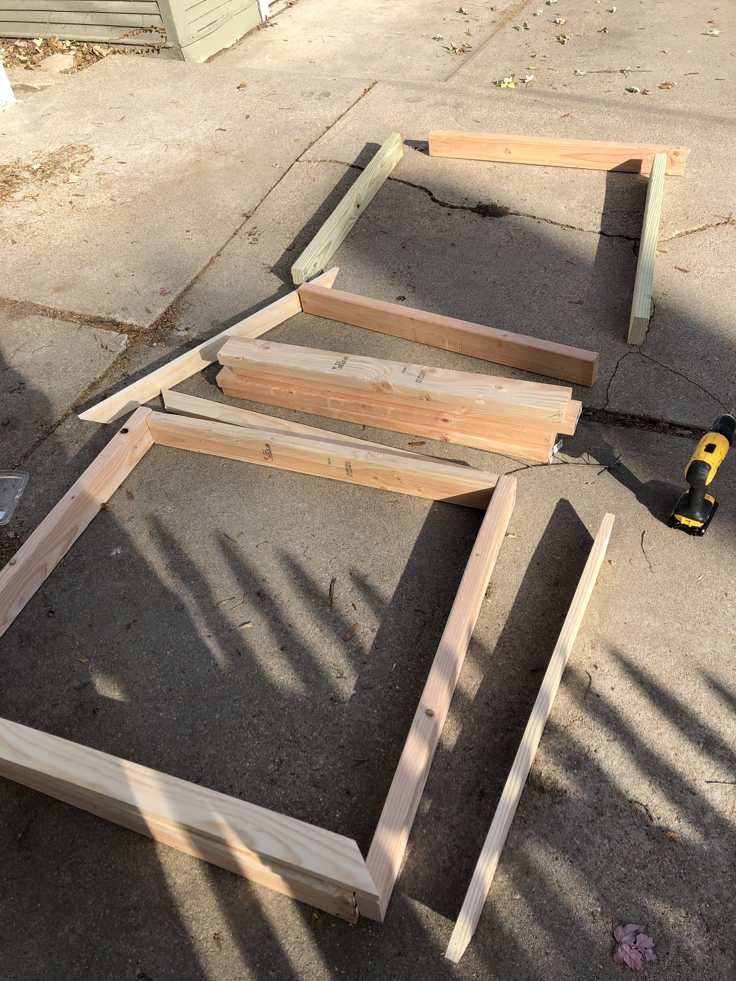 The disassembled compost bin